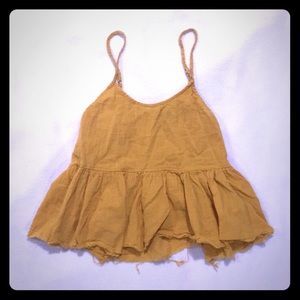 Tattered Crop Top- mustard colored- forever 21
